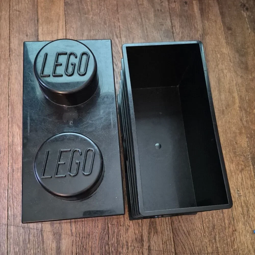 LEGO 2-Stud Storage Brick Black Box Organizer Container 2012